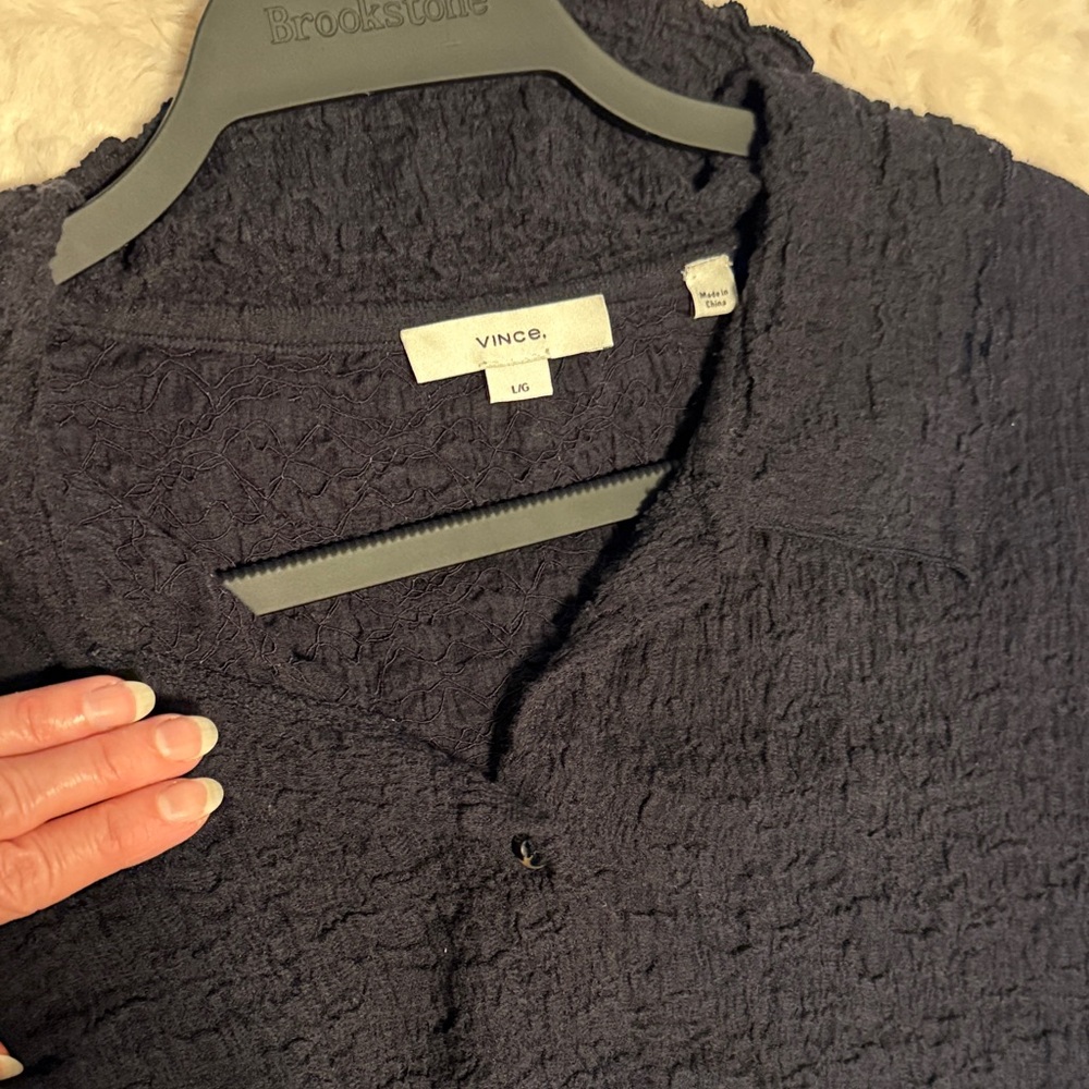 EUC Vince Navy lace Button-Down Shirt
